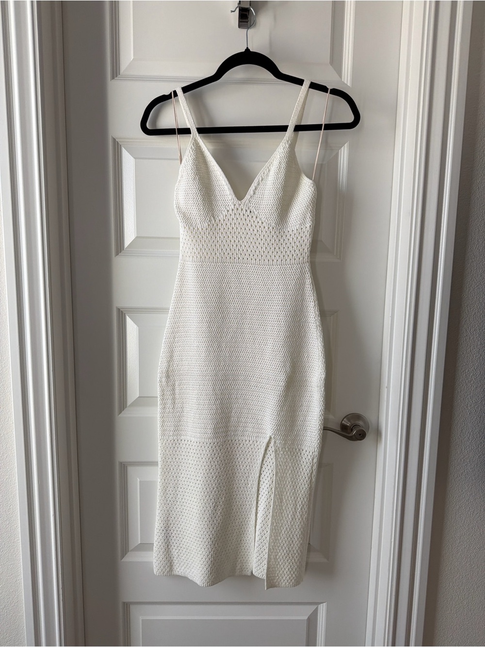Wilfred Cream Knit V-Neck Spaghetti-Strap Midi Dress